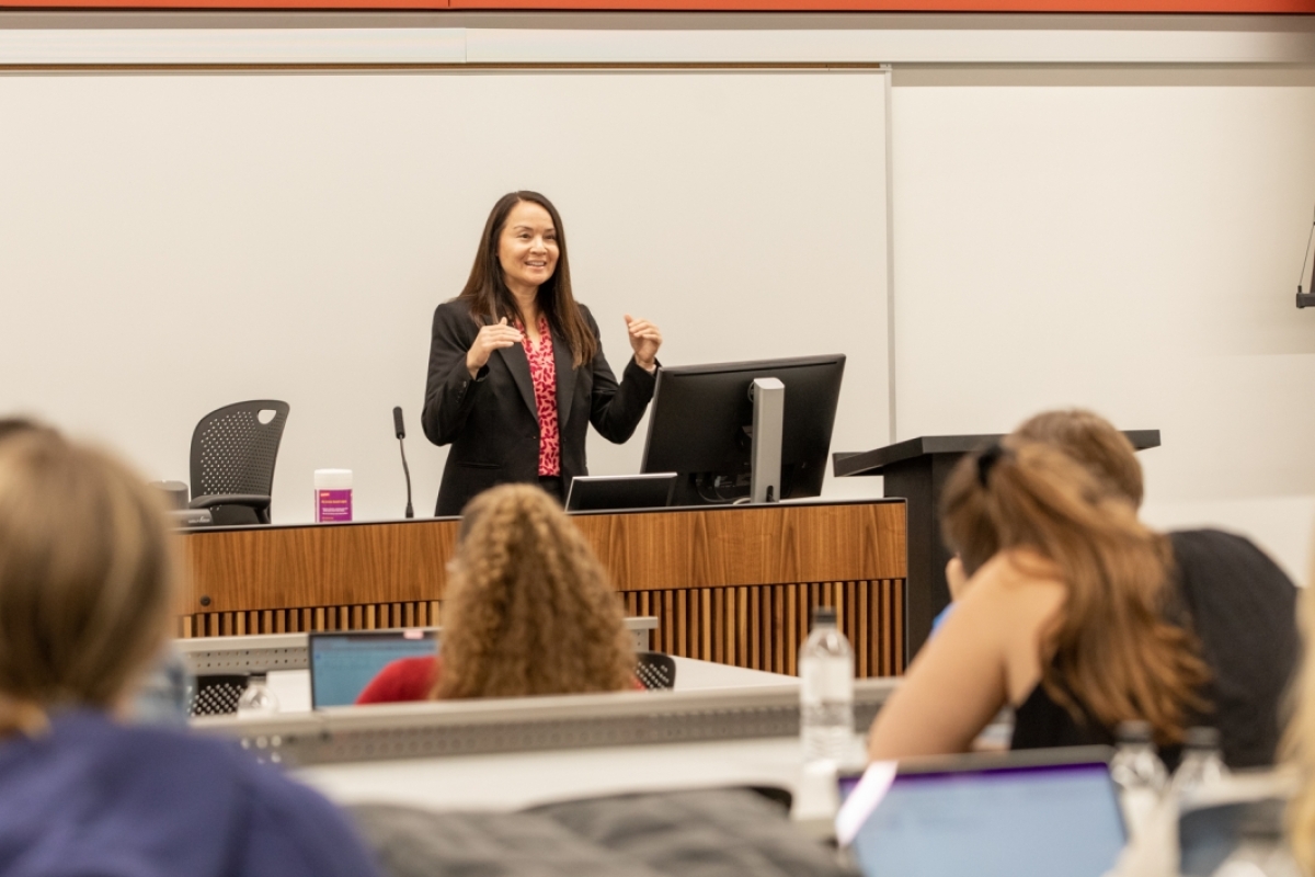 Ann Ching, ASU professor of law, lectures to students  