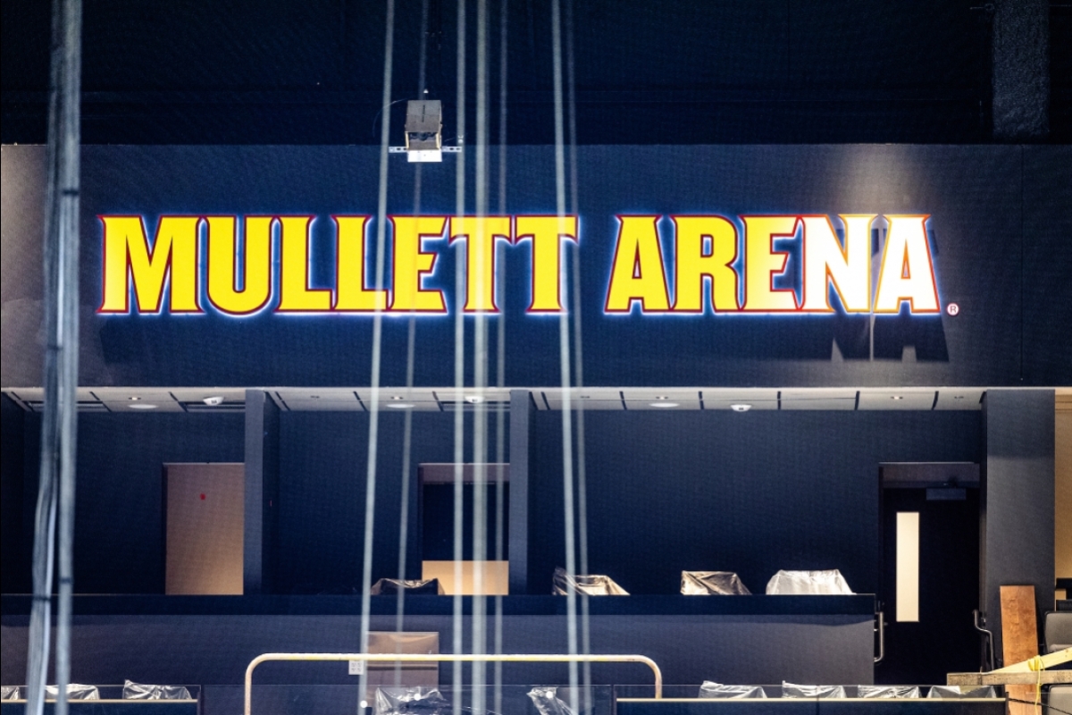 New ASU sign that says Mullett Arena
