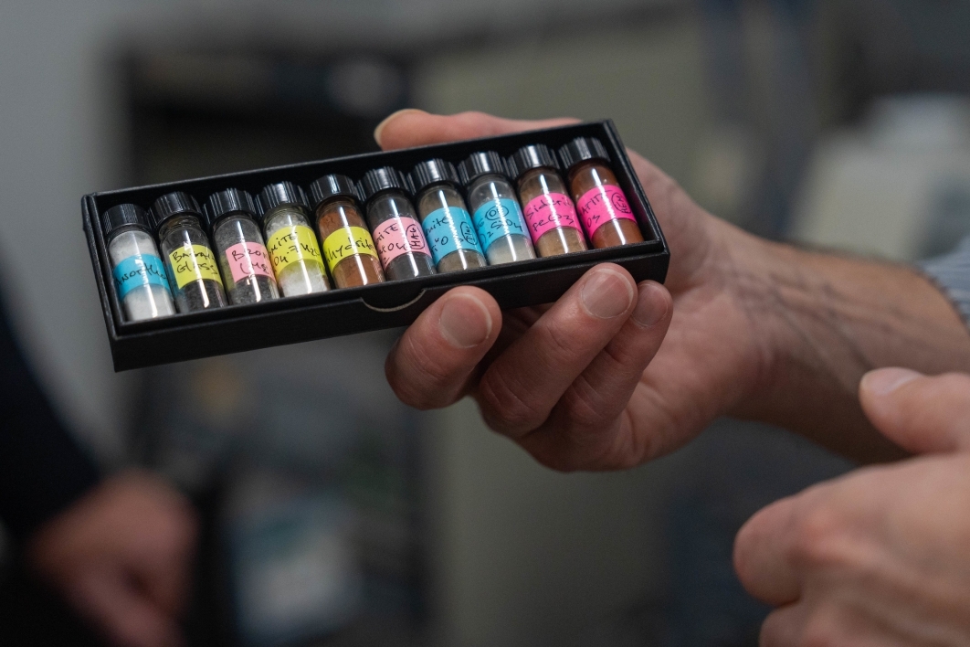 Vials with different colored substances