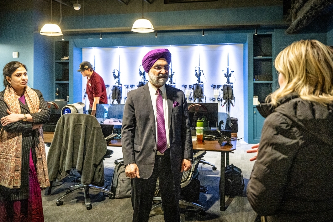 India ambassador meeting with people in ASU's Dreamscape Learn lab