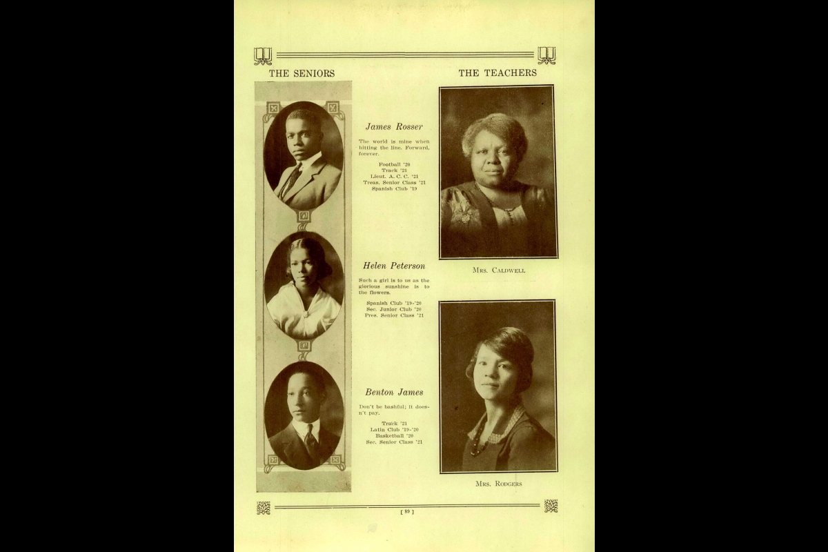 1921 High School yearbook page