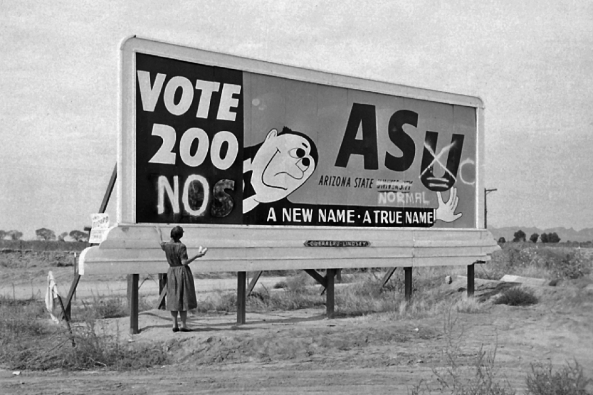 Historical Arizona billboard that says Vote 200 NO