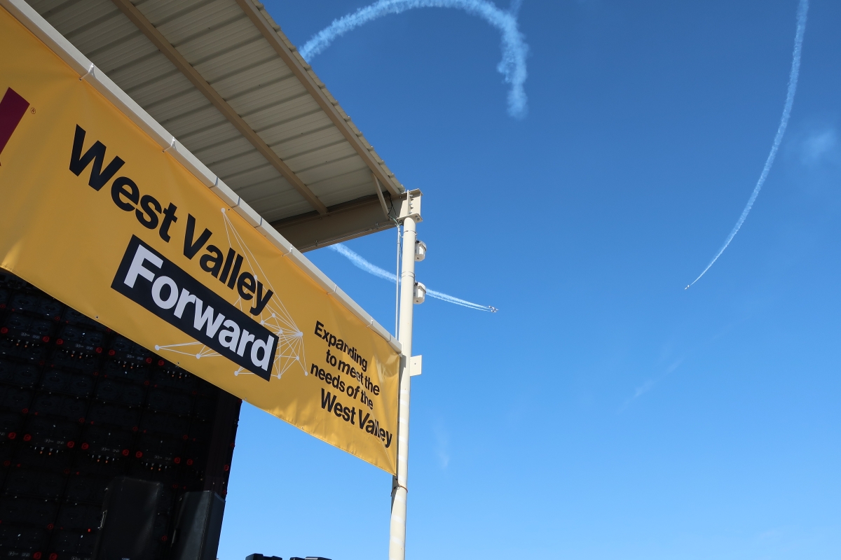 The Air Force Thunderbirds flying F-16 Fighting Falcons perform a maneuver during the Luke Days air show 2024 at Luke Air Force Base, Glendale, Friday, March 22. 