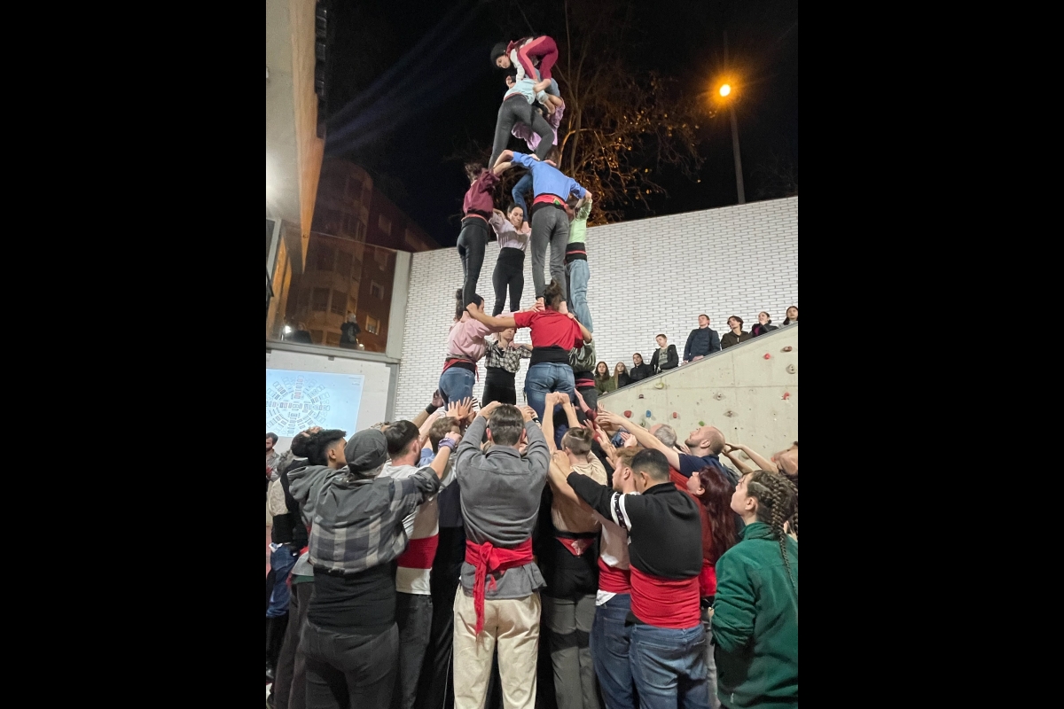 People making a human tower