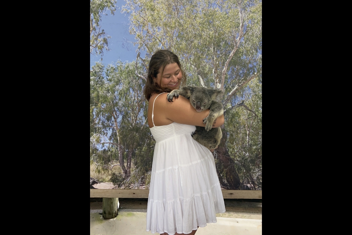 Sophia holding a koala bear
