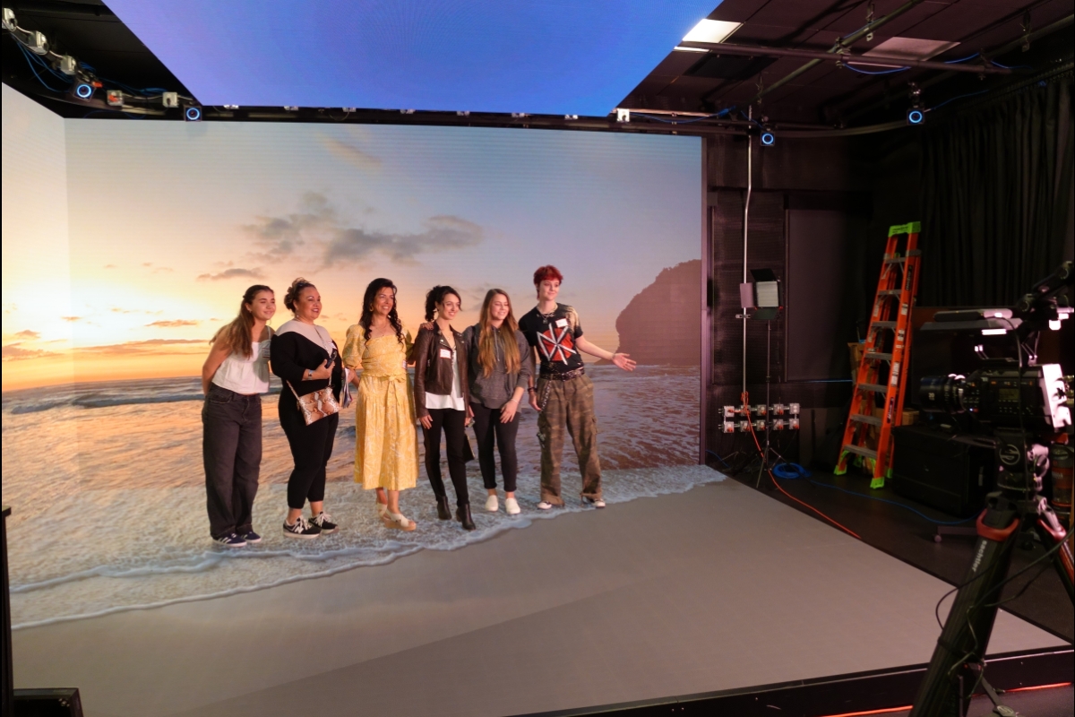 Guests at the Herberger Institute Spring Open House in LA experience the Planar Studio screens at ASU CA Broadway.