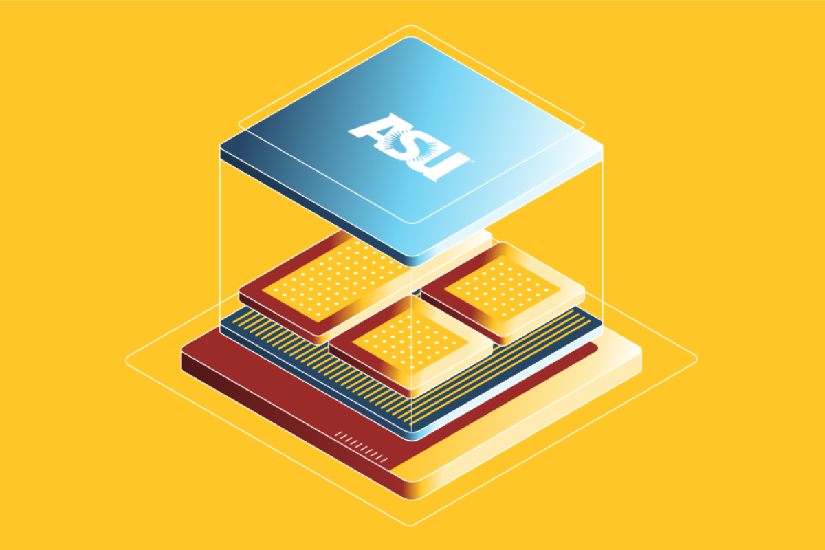 Illustration of a semiconductor being put together