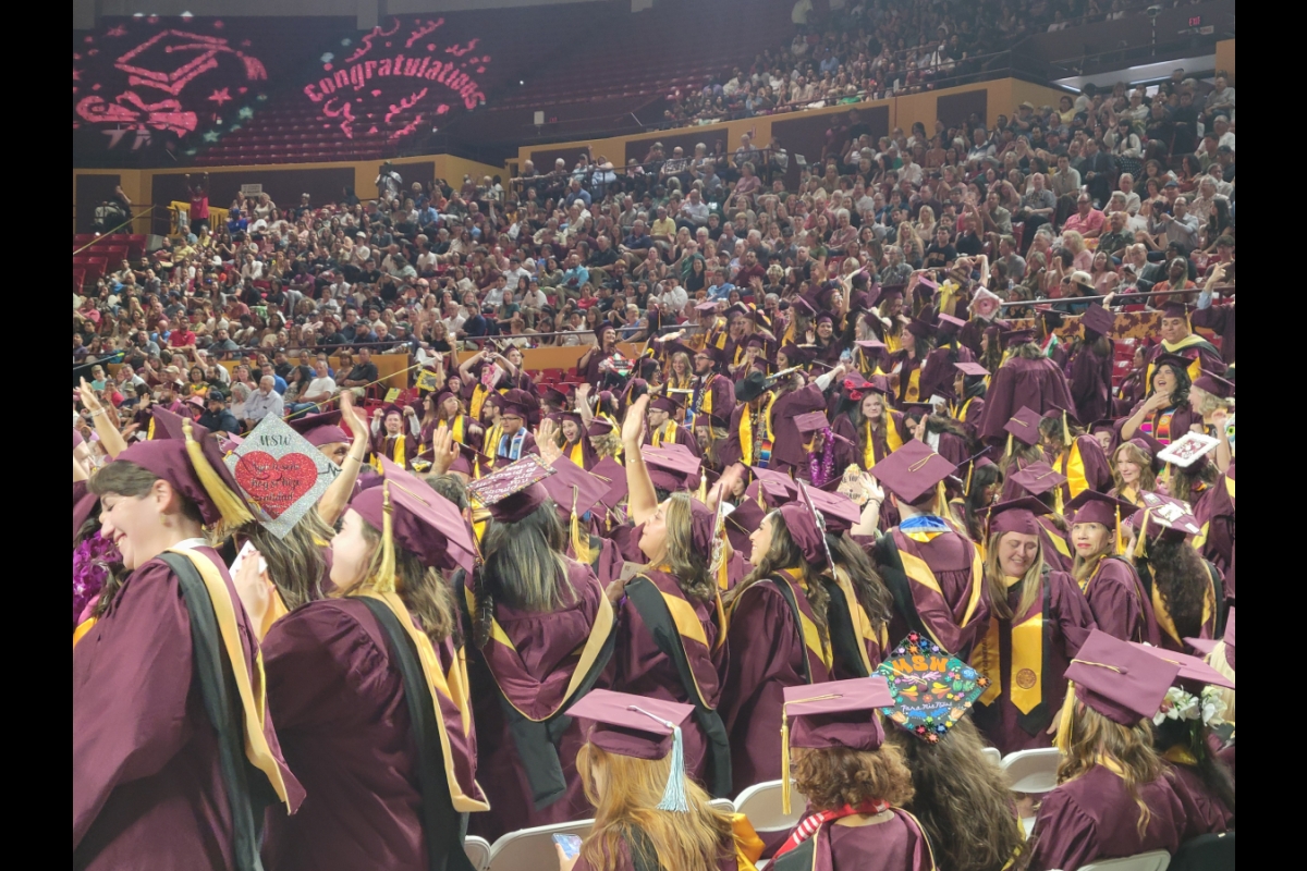 A sea of graduates at Desert Financial Arena.
