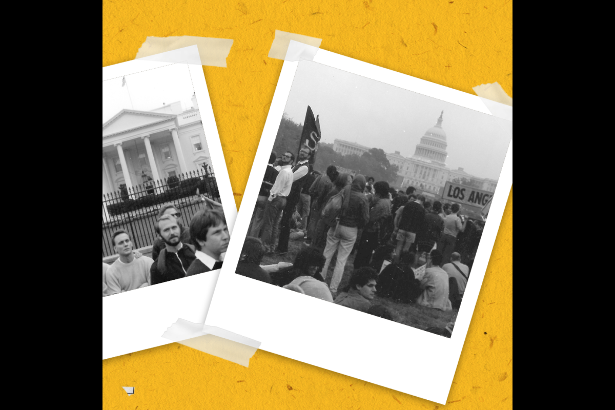 Photos of protesters at the Second March on Washington in October 1987.