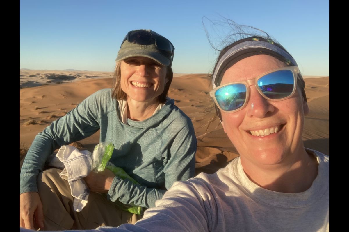 Selfie of two women in Nambia desert