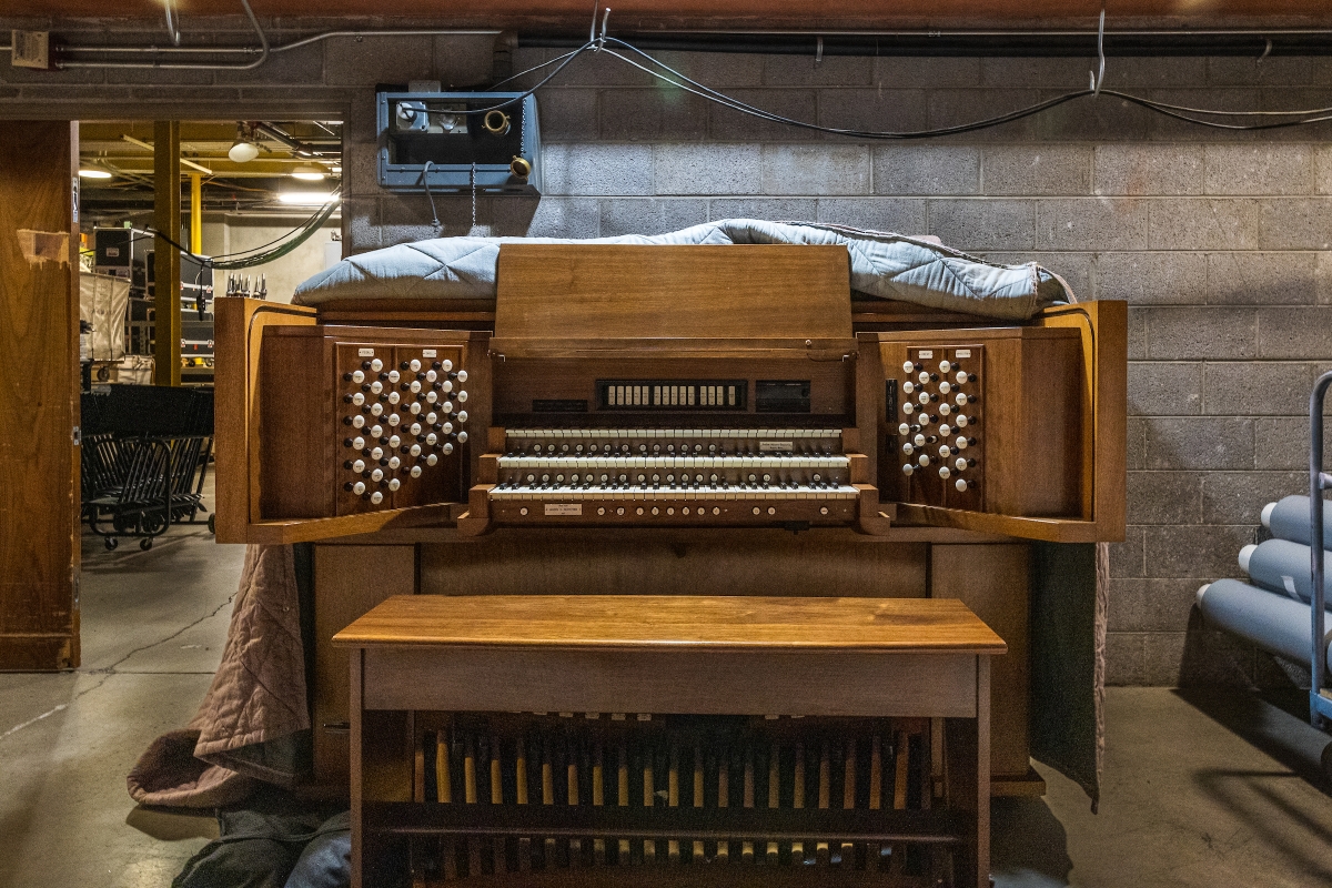 large wooden pipe organ