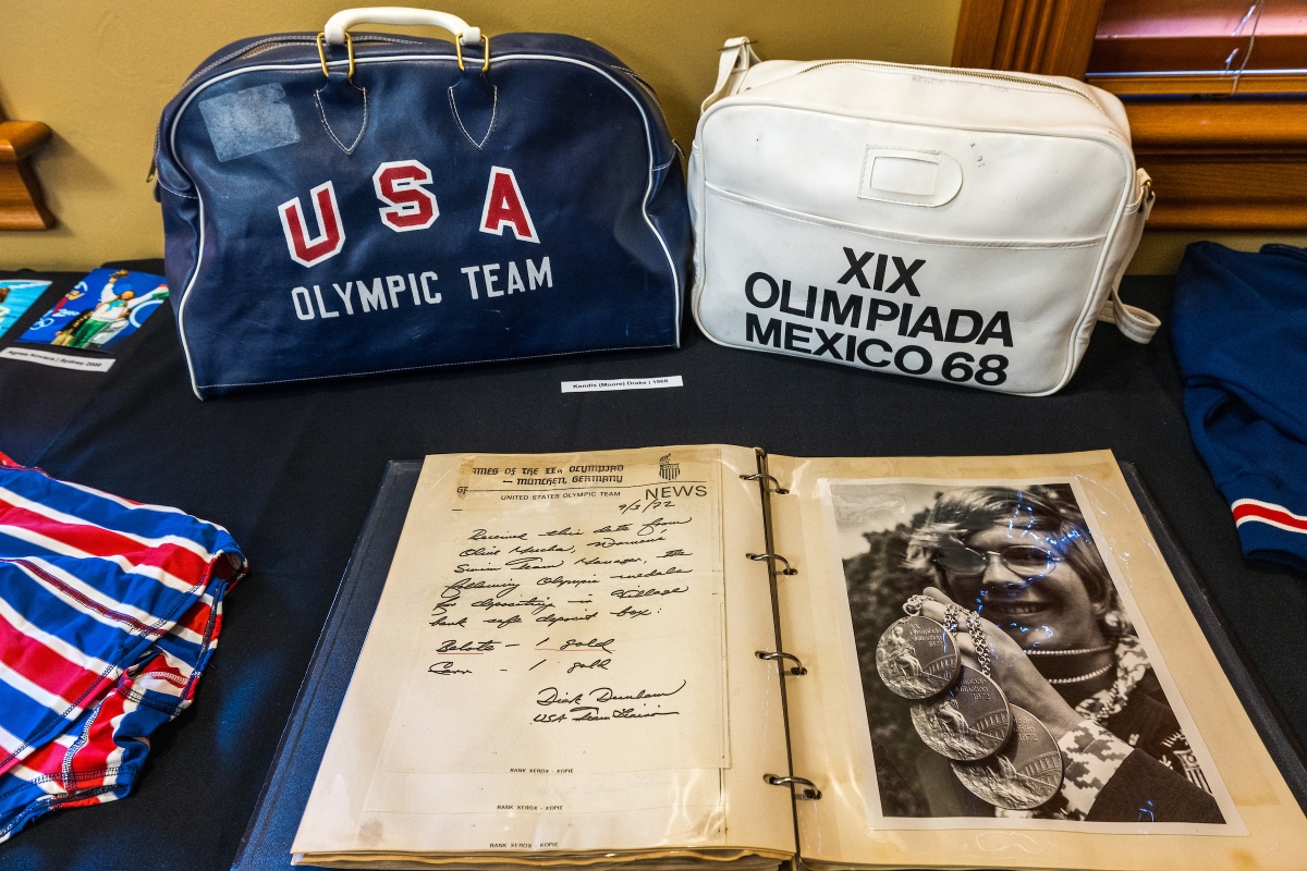 USA Olympic team paraphernalia displayed on a table.