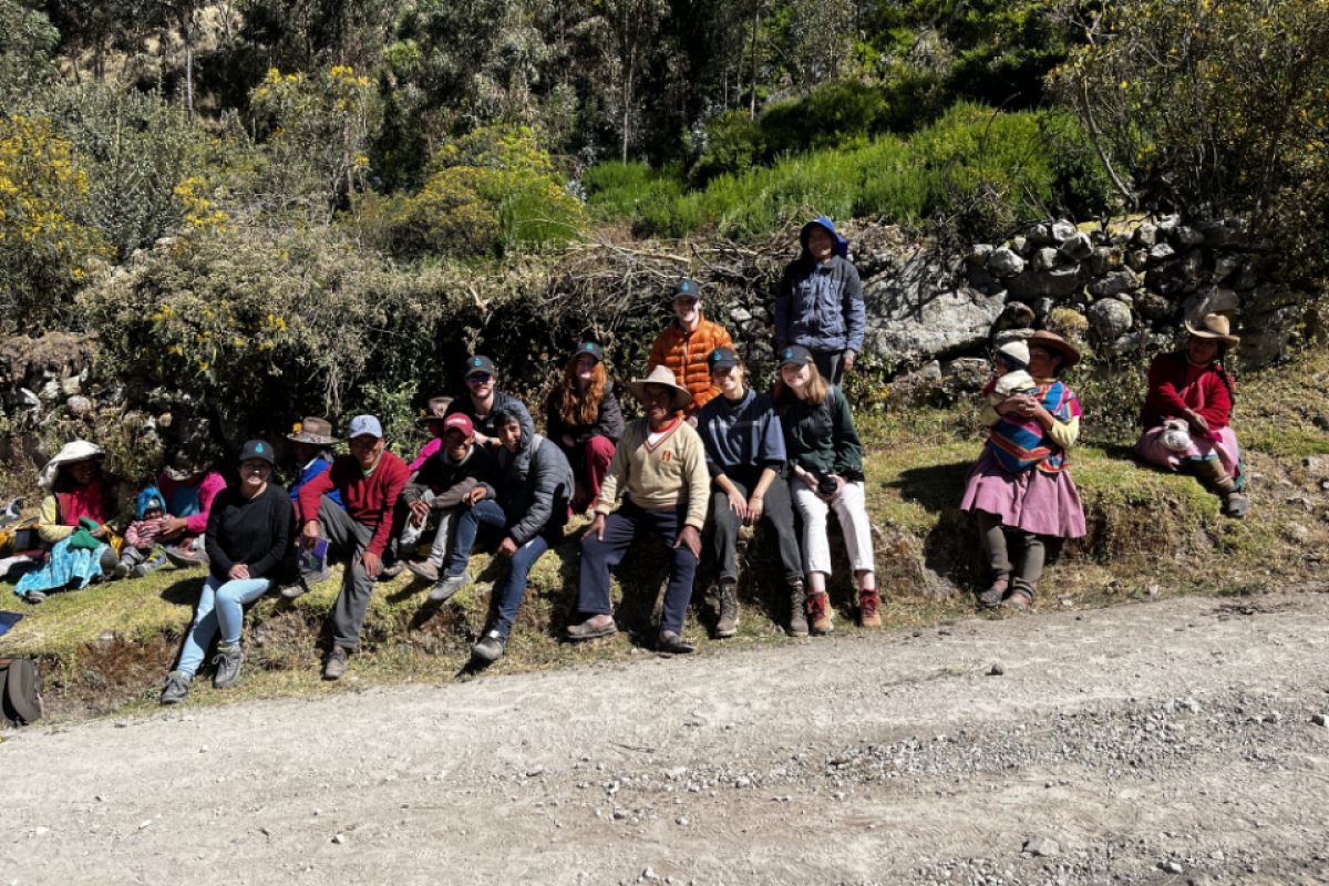 Group of students on location in Peru