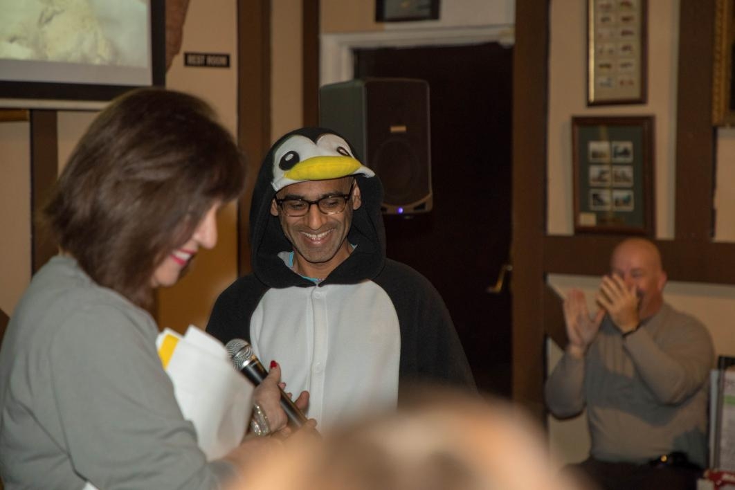 Biodesign's Arvind Varsani dressed up in a penguin suit for the crowd
