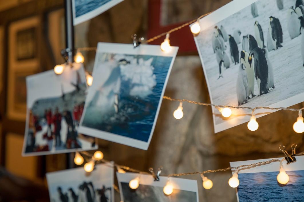 The event space featured photos from Arvind Varsani's research trips to Antarctica