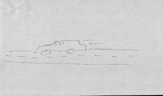 sketch of a car driving on a road