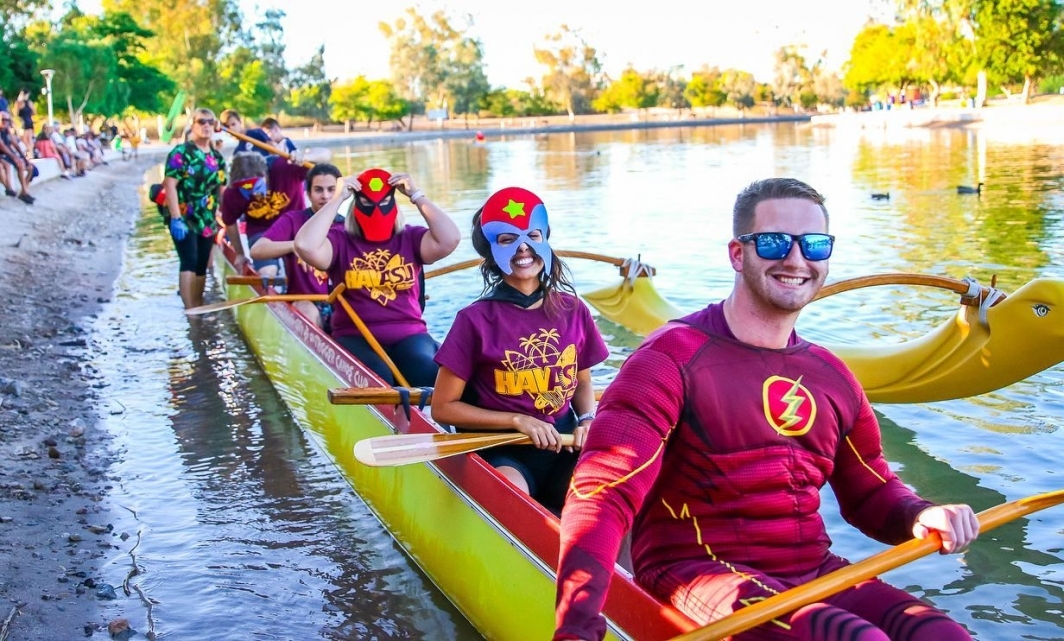 ASU@Lake Havasu City's, TJ Cook, leads outrigger canoe team