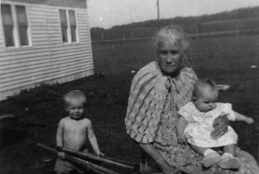 Young Duane with his sister and great-grandmother