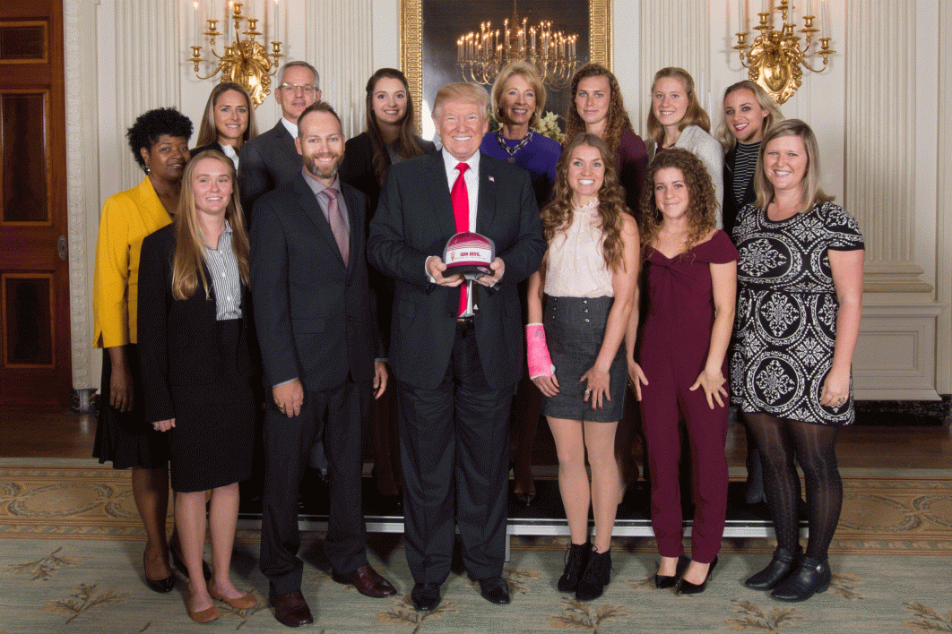 ASU triathlon team with President Trump