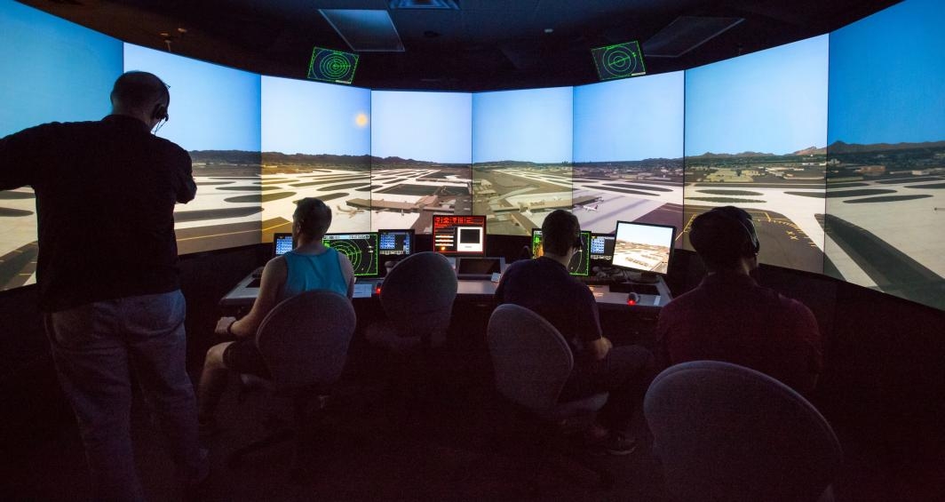 An air-traffic control simulator at ASU.