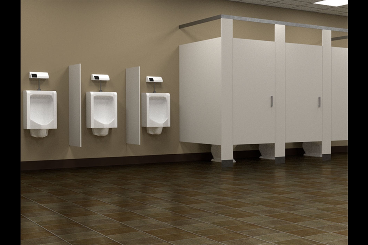 computer illustration of men's bathroom