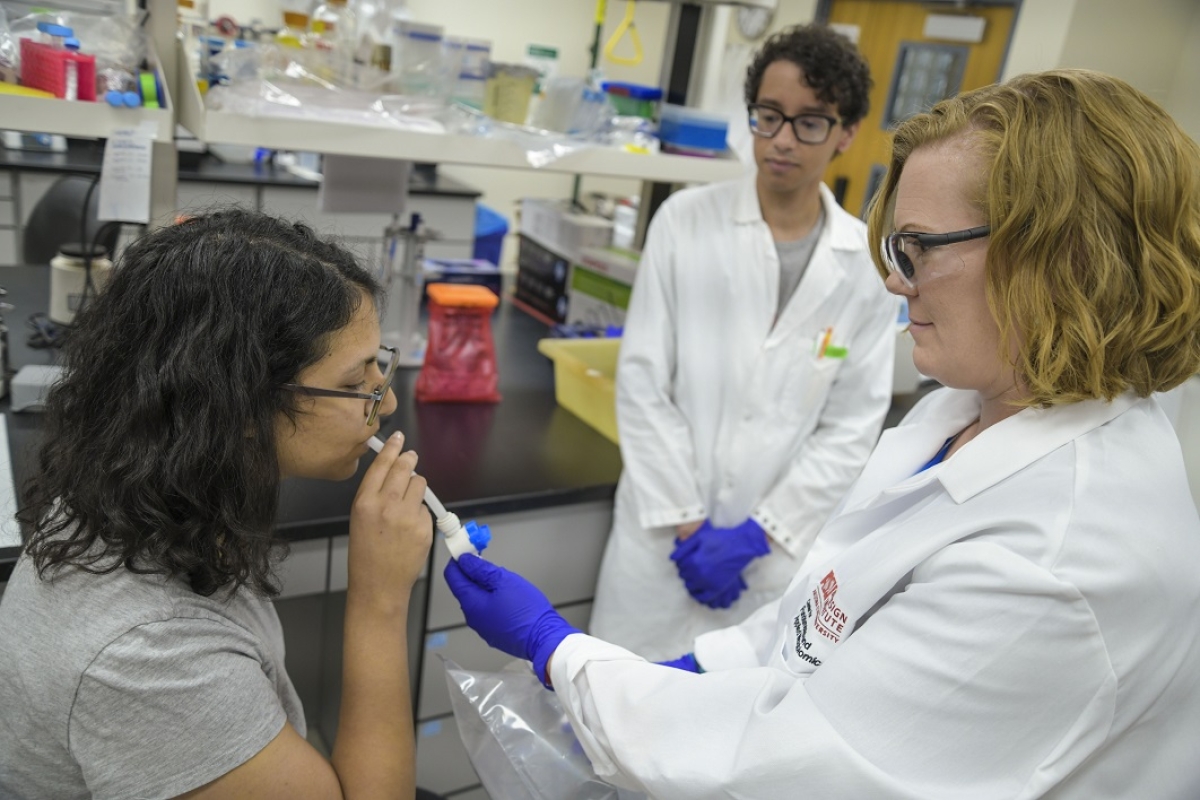 School of Life Science assistant professor Heather Bean test breath samples