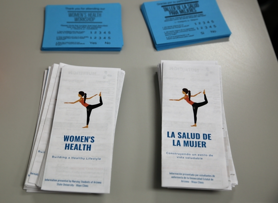 Bilingual health brochures and surveys were provided for the workshop