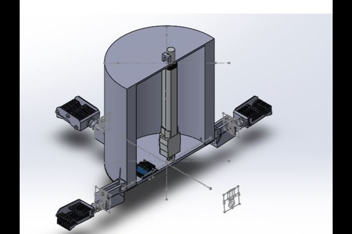 cross section of an asteroid sampling system