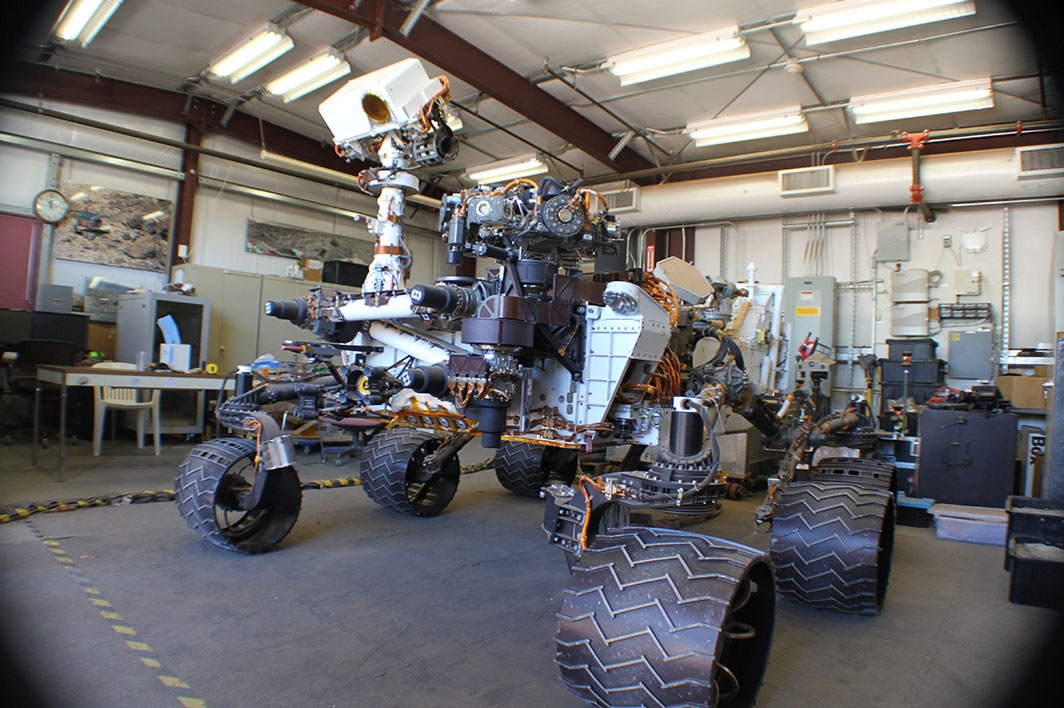 A mockup of the Curiosity rover