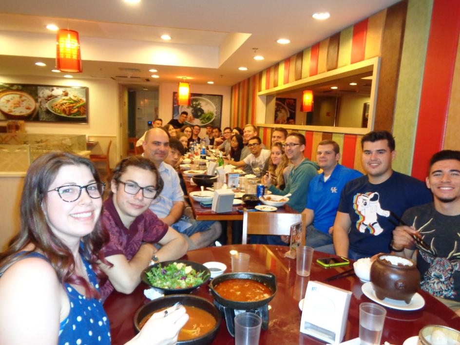 ASU students dining as a group in Beijing