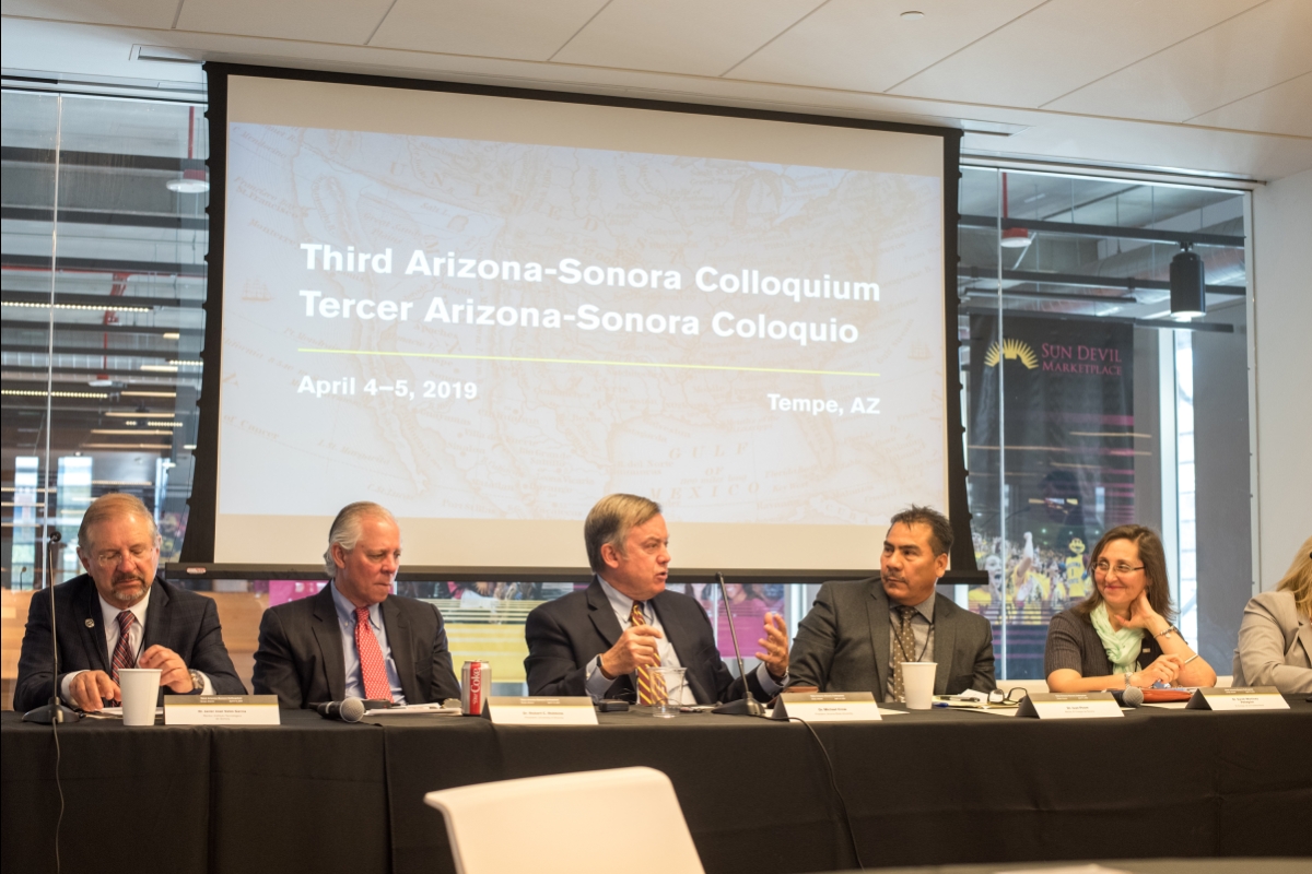 ASU President Michael Crow speaks about research collaboration and knowledge exchange between Arizona and Sonoran institutions during the third Arizona-Sonora Colloquium this month.