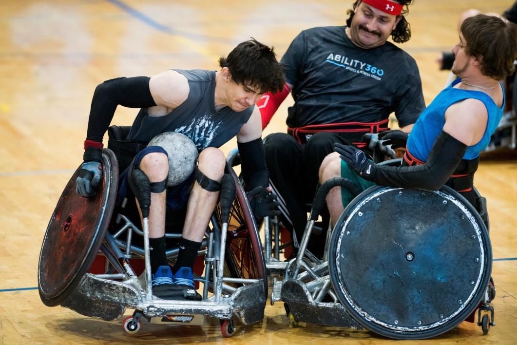 Wheelchair rugby players.