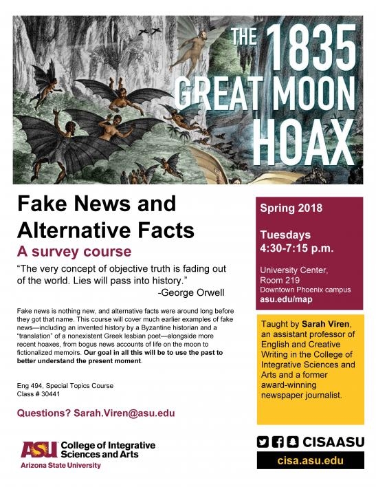 flyer for ENG494: Fake News and Alternative Facts