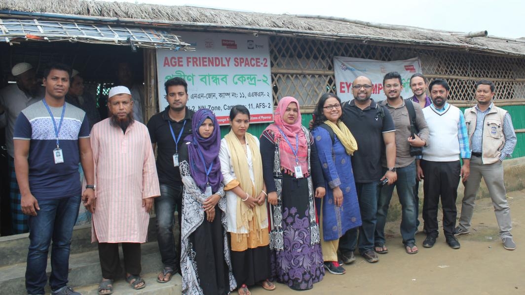 Group in Rohingya refugee camp that includes ASU research team and colleagues from Young Power in Social Action (YPSA)