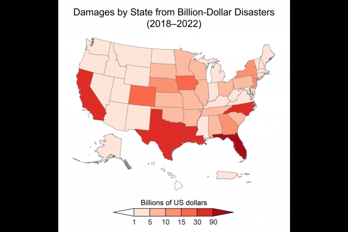 Damage by state from billion-dollar disasters