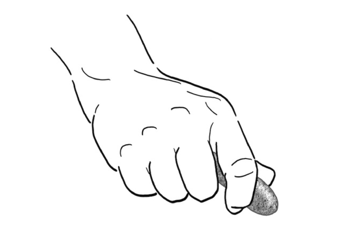 Artist's rendering of stone tool in use