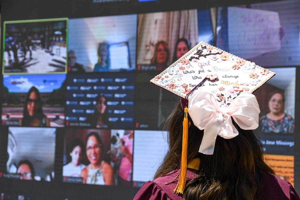 Grads were able to engage with family and friends virtually while celebrating with their classmates in person