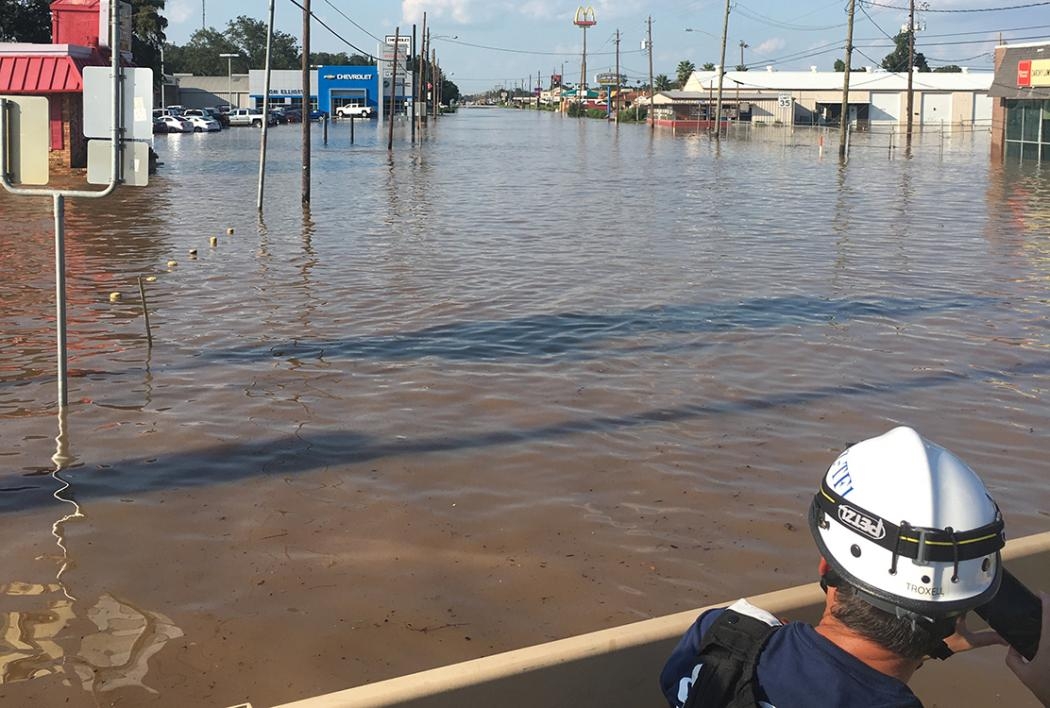 Hurricane Harvey flooding near Wharton, Texas 