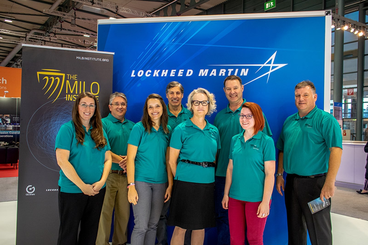 The MILO Institute team poses for a photo. The caption reads: The MILO team after a reception at the International Aeronautical Conference in Bremen, Germany. Photo by Antonio Stark