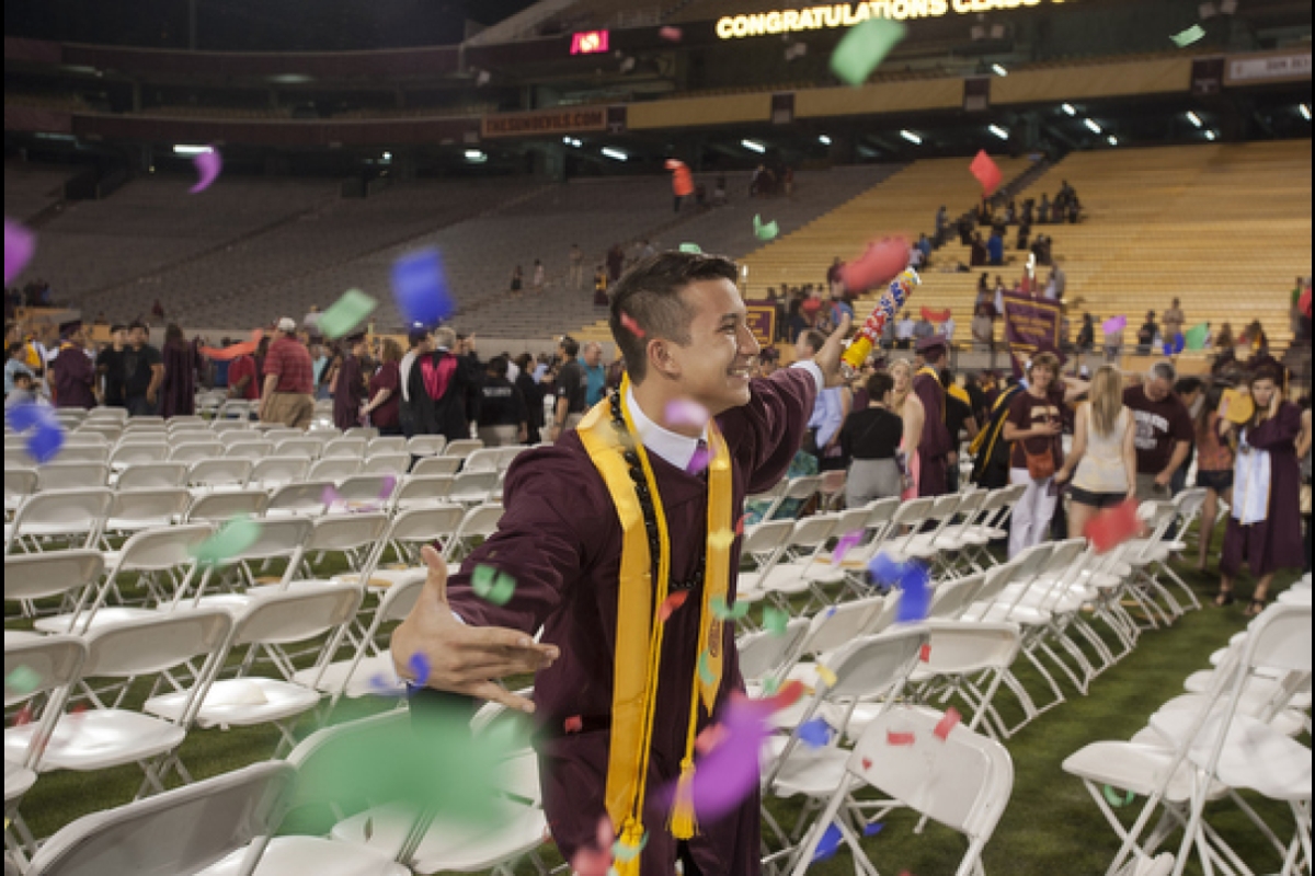 ASU grad celebrates with confetti