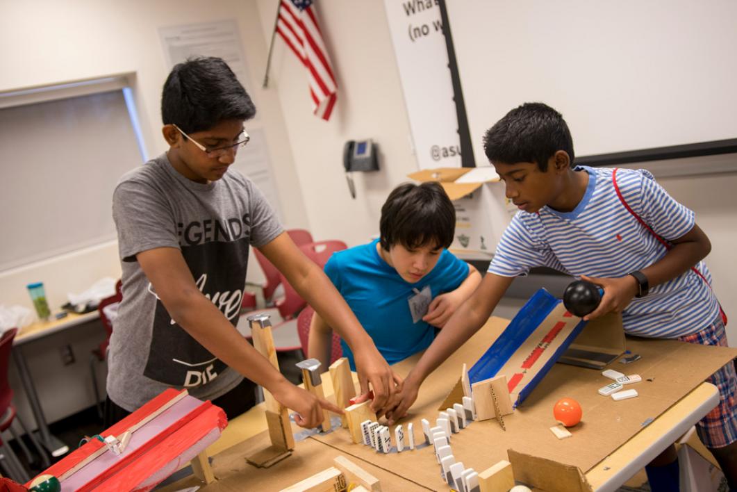 The Art of Invention: Chain-Reaction STEAM Machines for Middle Schoolers camp offered a project-based approach that emphasized brainstorming, problem solving, rapid prototyping, teamwork and communication. 