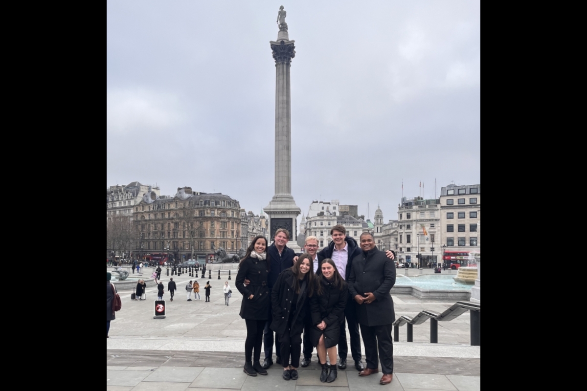 Molera and her GCL team posing for a photo in London.