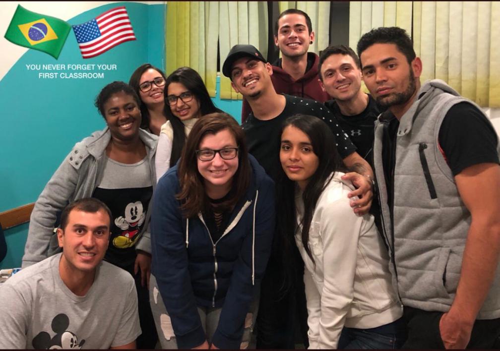 ASU Online student, Jordan Husk, with her students in Brazil on the last day of classes