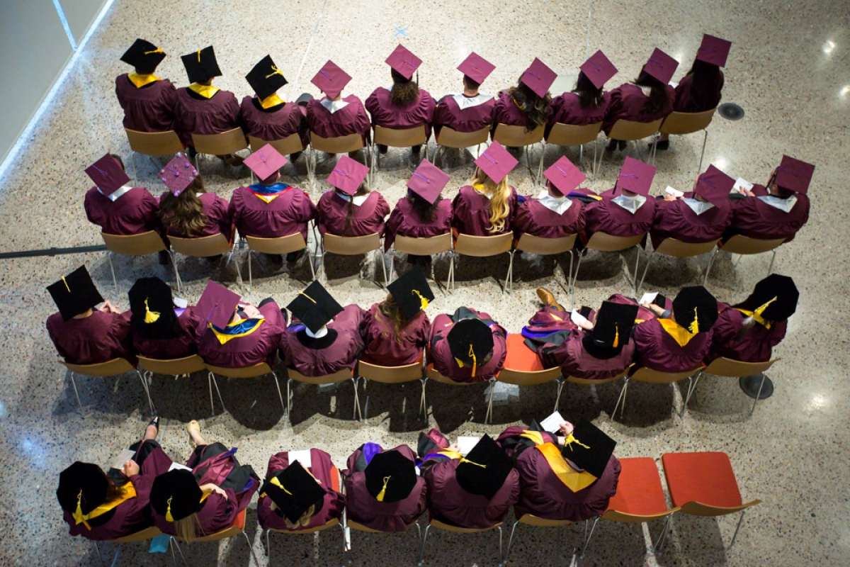 Overhead view of the graduates