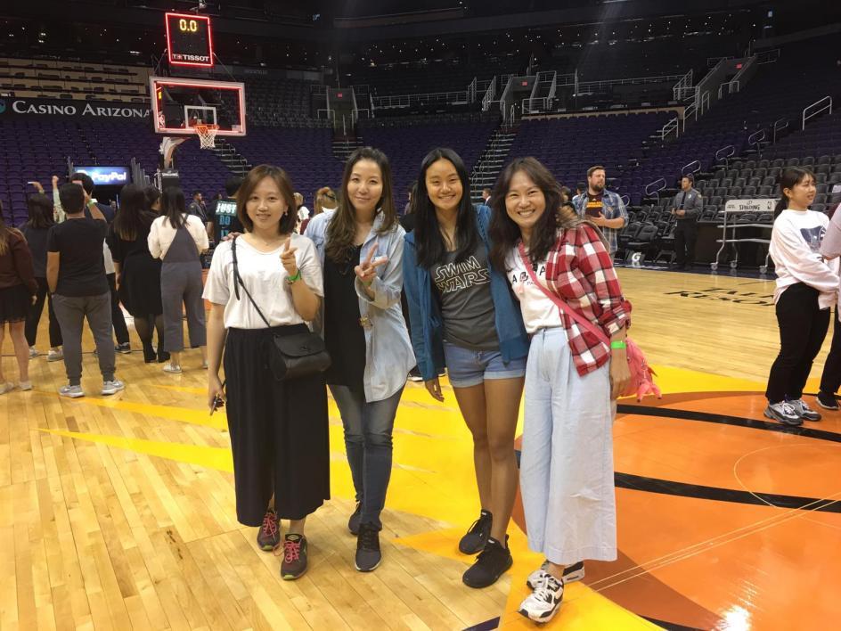 Global Launch classmates on Suns basketball court