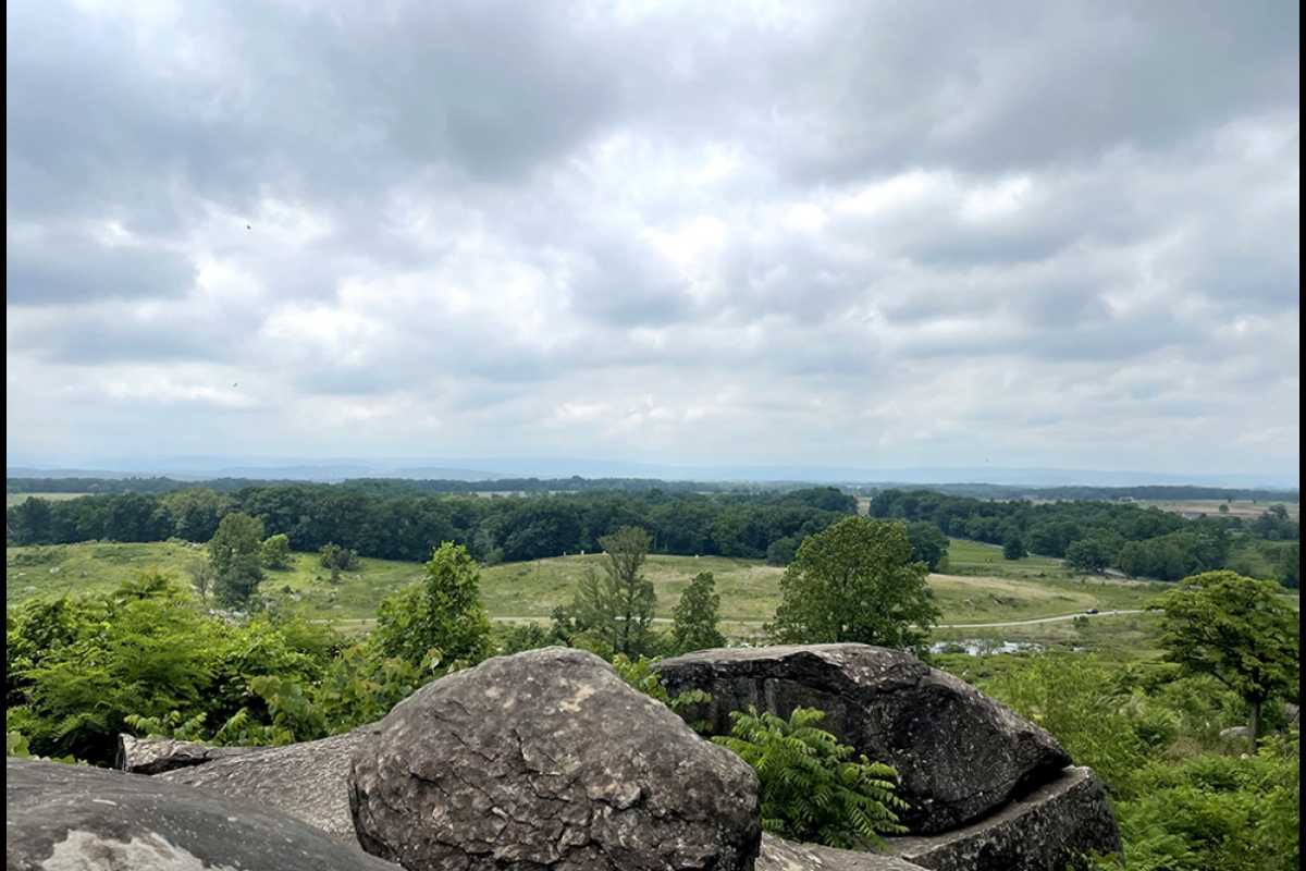 The view from Little Round Top, the vantage point for the Union Army that was successfully defended during the Battle of Gettysburg.