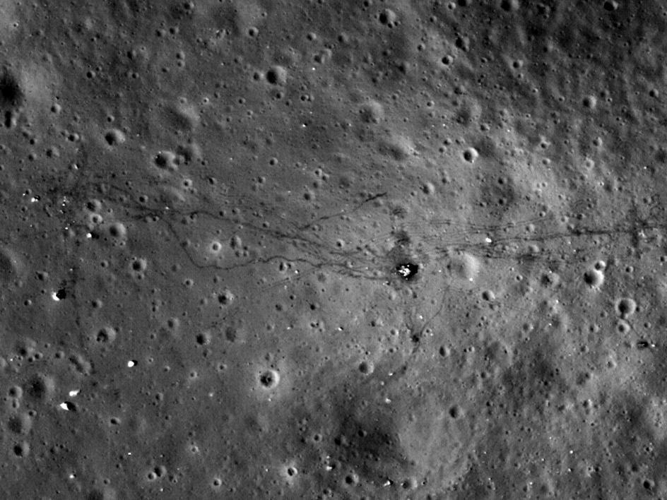 An image of footpaths on the moon