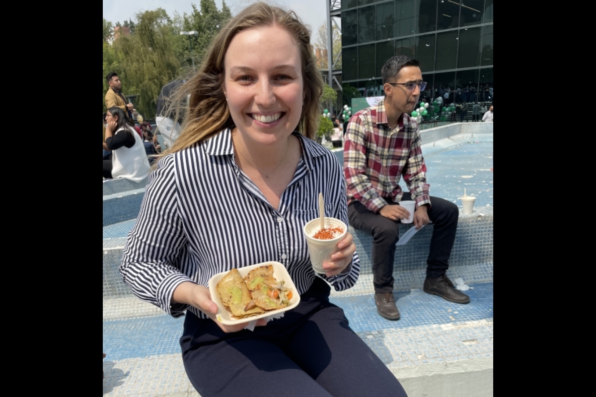Julie Schuldt enjoying regional cuisine during Thunderbird’s Global Challenge Lab in Mexico City, Mexico. 