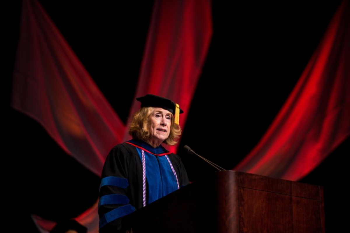 woman speaking at convocation