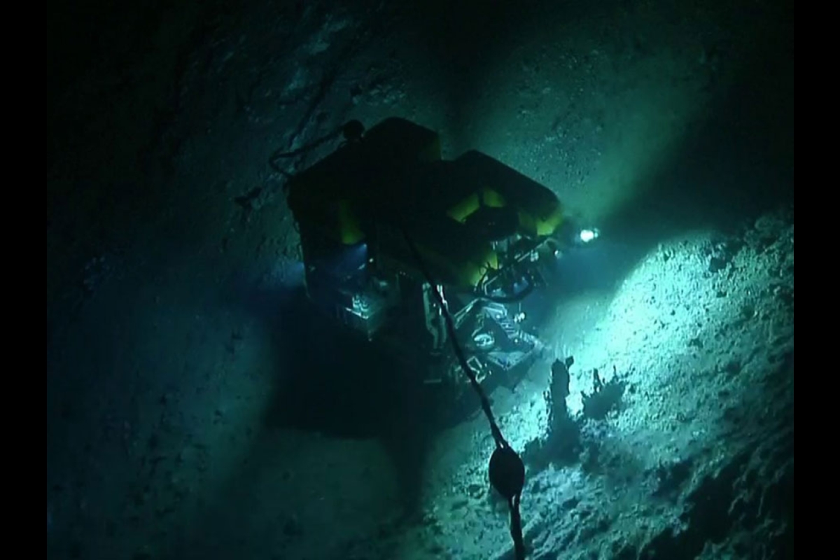 diver on ocean floor